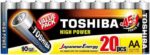 TOSHIBA Long-lasting Vibration resistance High Power Alkaline AA - 20 Battery Pack - Image 2