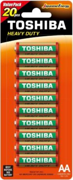 TOSHIBA Heavy Duty Zinc Carbon Battery AA, Pack of 20