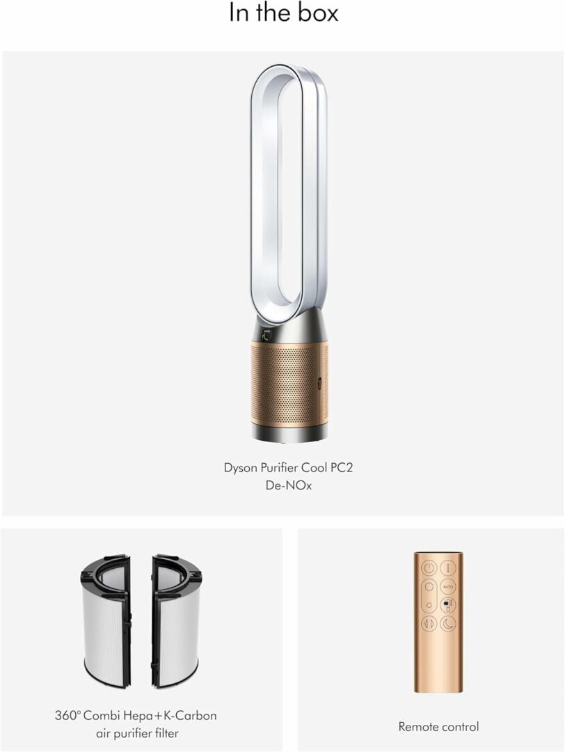 61eZwnX33VL._AC_SL1500_-compress Dyson Purifier Cool PC2 De-NOx (White/Gold) | TP12 Purifiying fan - Image 1